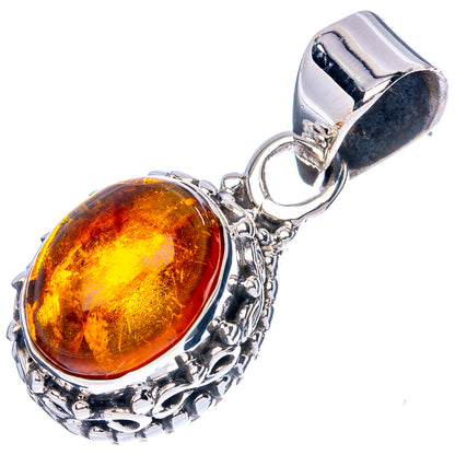 Amber Pendant 7/8" (925 Sterling Silver) P42723