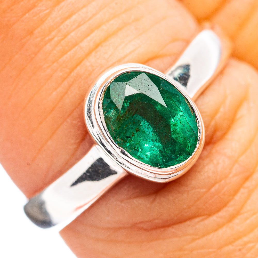 Premium Zambian Emerald Ring Size 7.75 (.925 Sterling Silver)