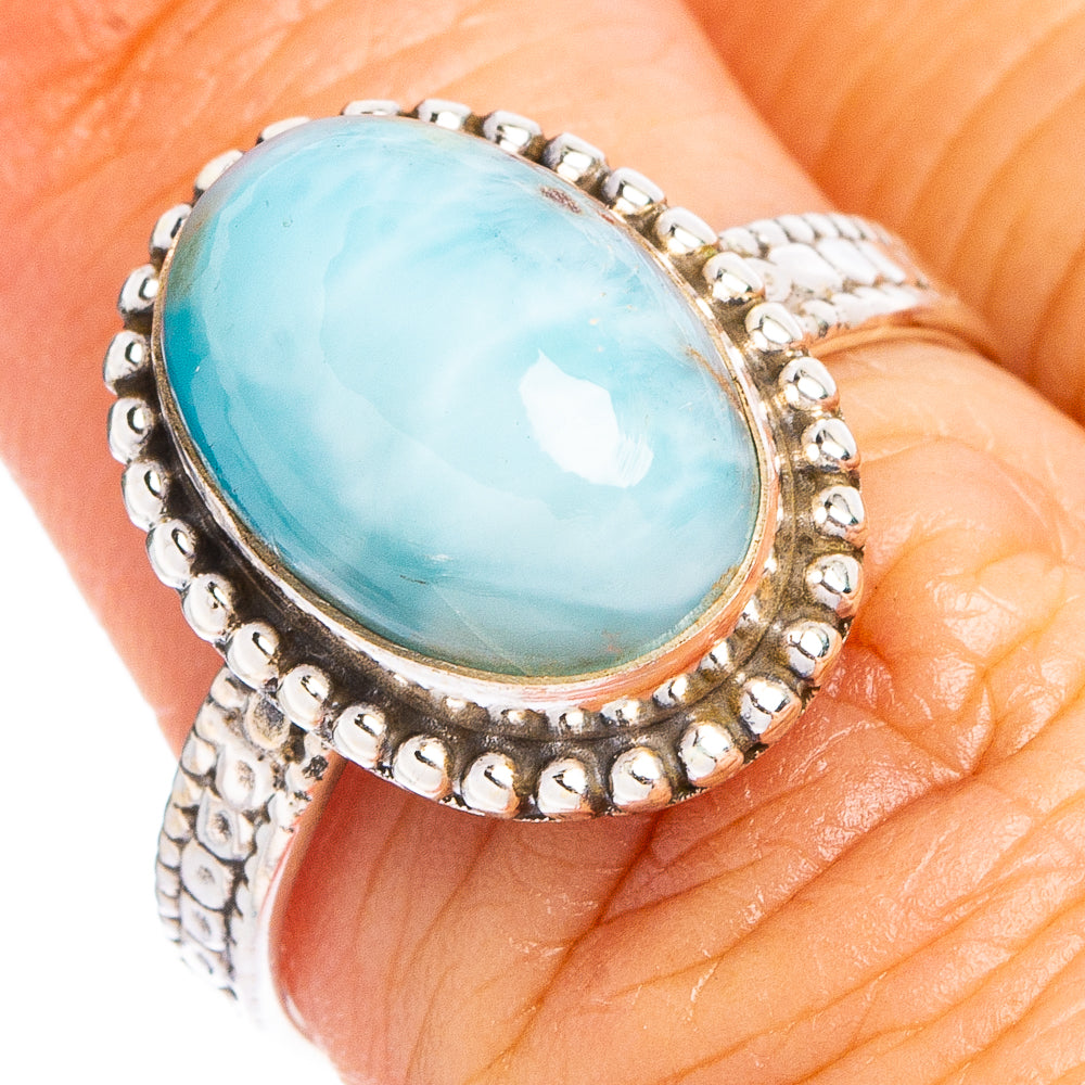 Rare Larimar Ring Size 7.25 (.925 Sterling Silver)