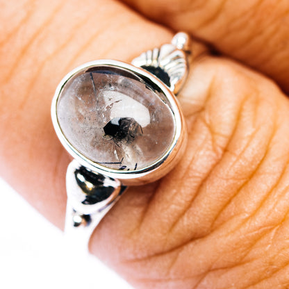 Tourmalinated Quartz Ring Size 8.25 (.925 Sterling Silver)