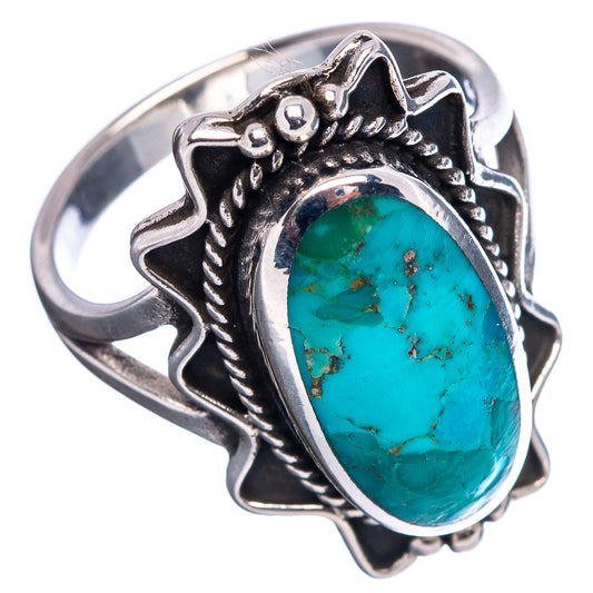 Sterling silver turquoise oval cabochon ring, detailed scalloped bezel