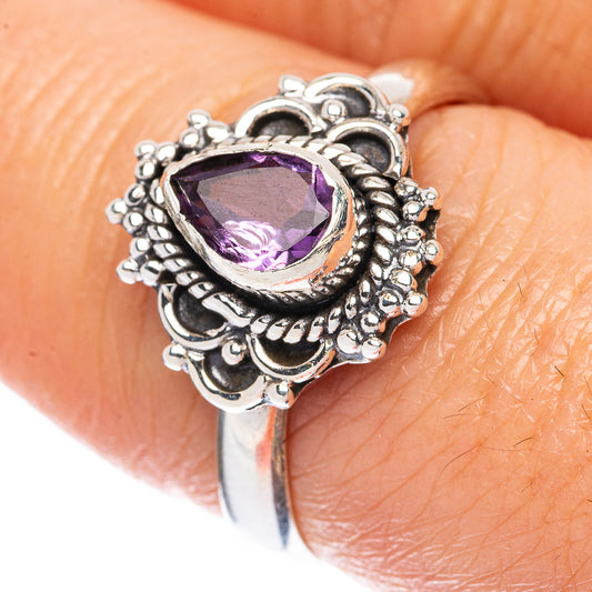 Value Faceted Amethyst Ring Size 7.75 (925 Sterling Silver) R3328