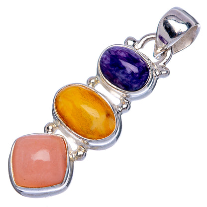 Rose Quartz, Ethiopian Opal, Tanzanite Pendant 1 1/2" (925 Sterling Silver) P40244
