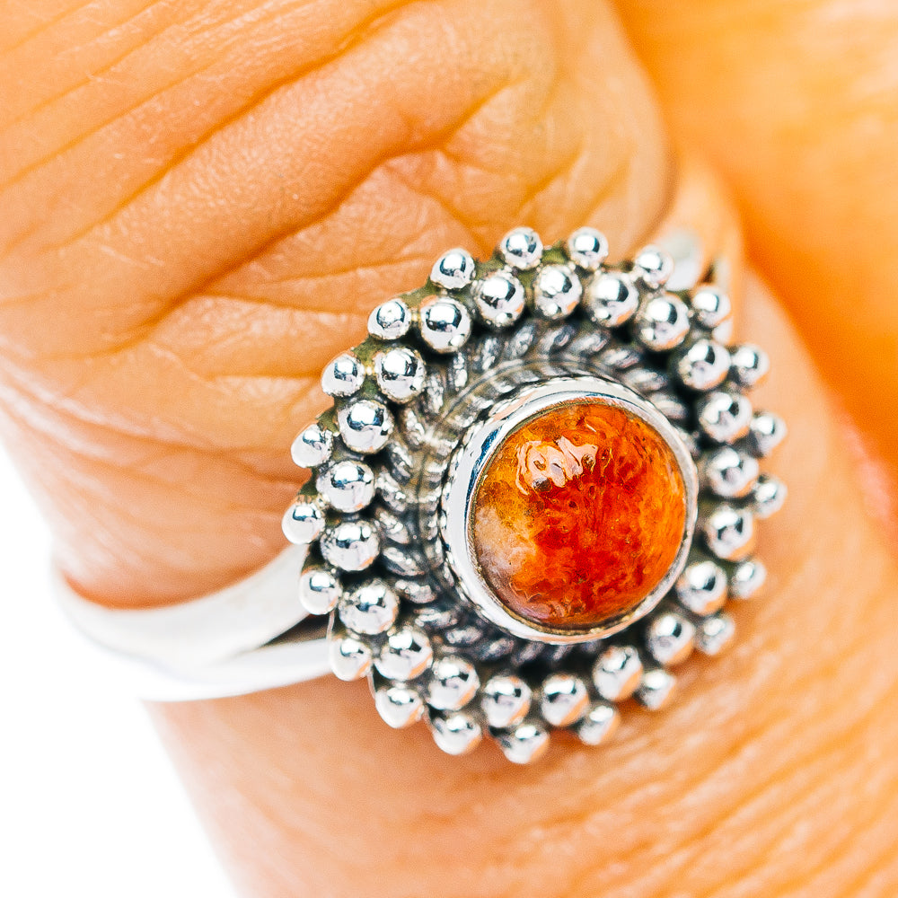 Southwestern Style Sponge Coral Ring Size 8.5 (.925 Sterling Silver)