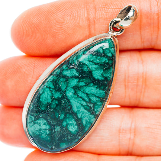Forest Malachite Pendant 2" (German Silver)