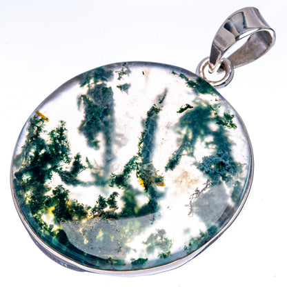 Premium Green Moss Agate Pendant 1 3/4" (.925 Sterling Silver)