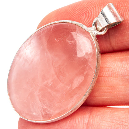 Rose Quartz Pendant 1 3/4" (Silver Plated)