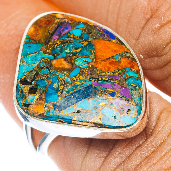 Premium Multi Dahlia Turquoise Ring Size 7 (.925 Sterling Silver)