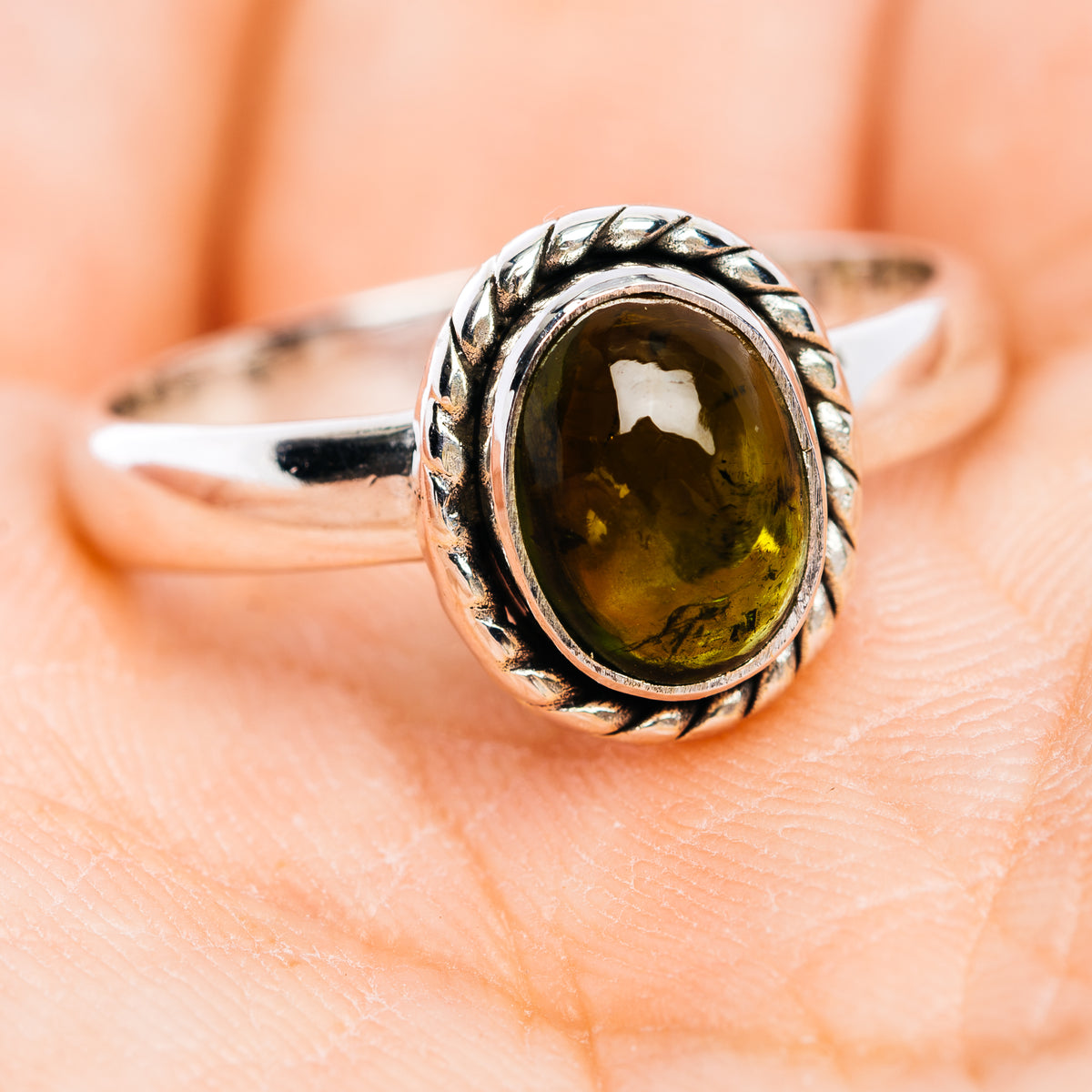 Premium Green Tourmaline Ring Size 8.75 (.925 Sterling Silver)
