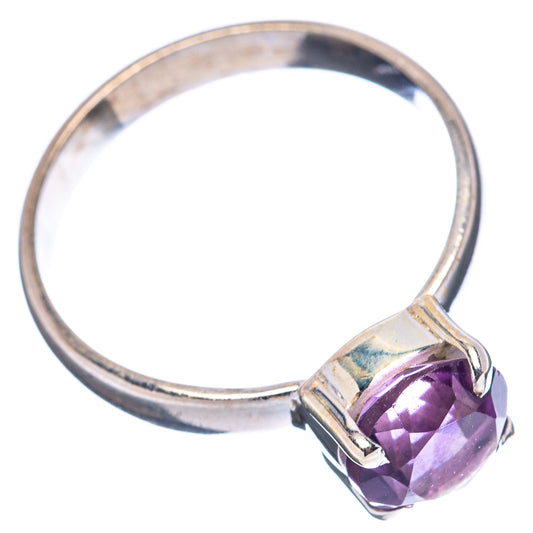 Amethyst sterling silver ring size 8.5, purple stone on angled side with prongs