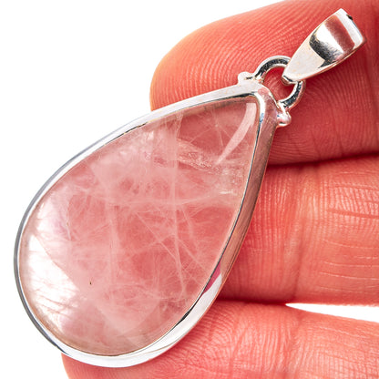 Rose Quartz Pendant 1 3/4" (.925 Sterling Silver)
