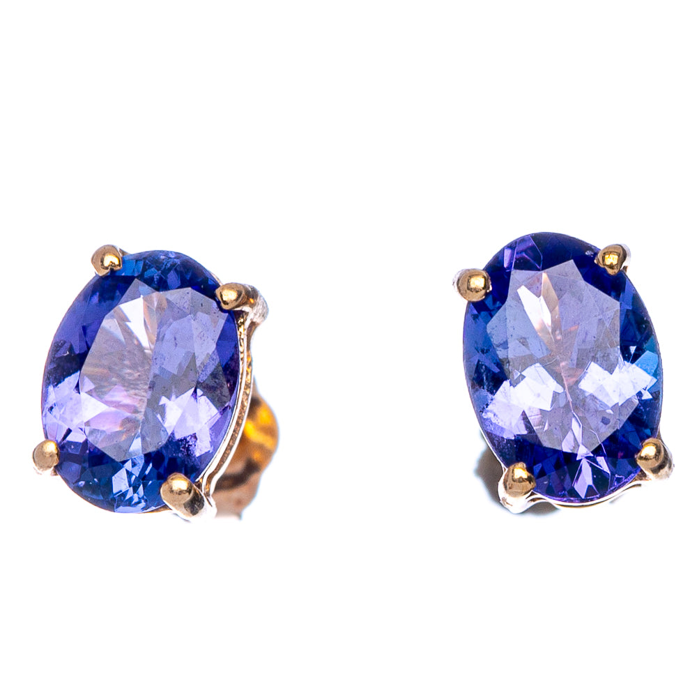 10k Gold Faceted Tanzanite Earrings 1/4" (925 Sterling Silver) E433161