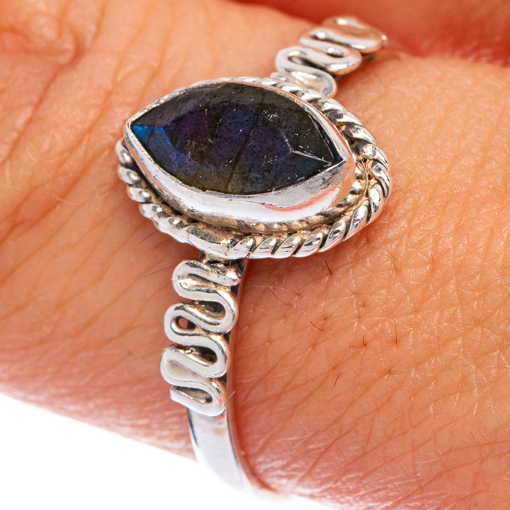 Labradorite Dainty Ring Size 9 (925 Sterling Silver) R145373