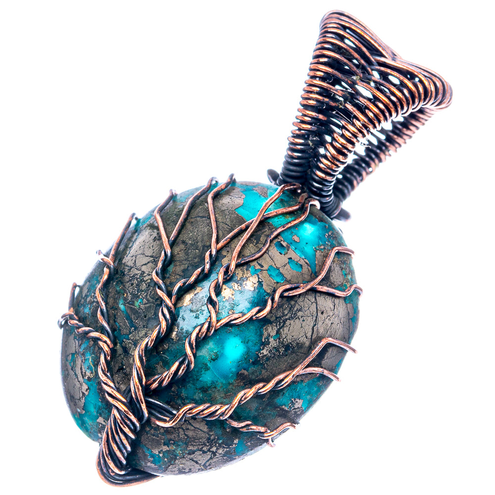 Turquoise Tree of Life Pendant 1 5/8" (Oxidized Copper)