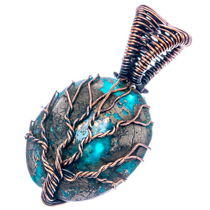 Turquoise Tree of Life Pendant 1 5/8" (Oxidized Copper)