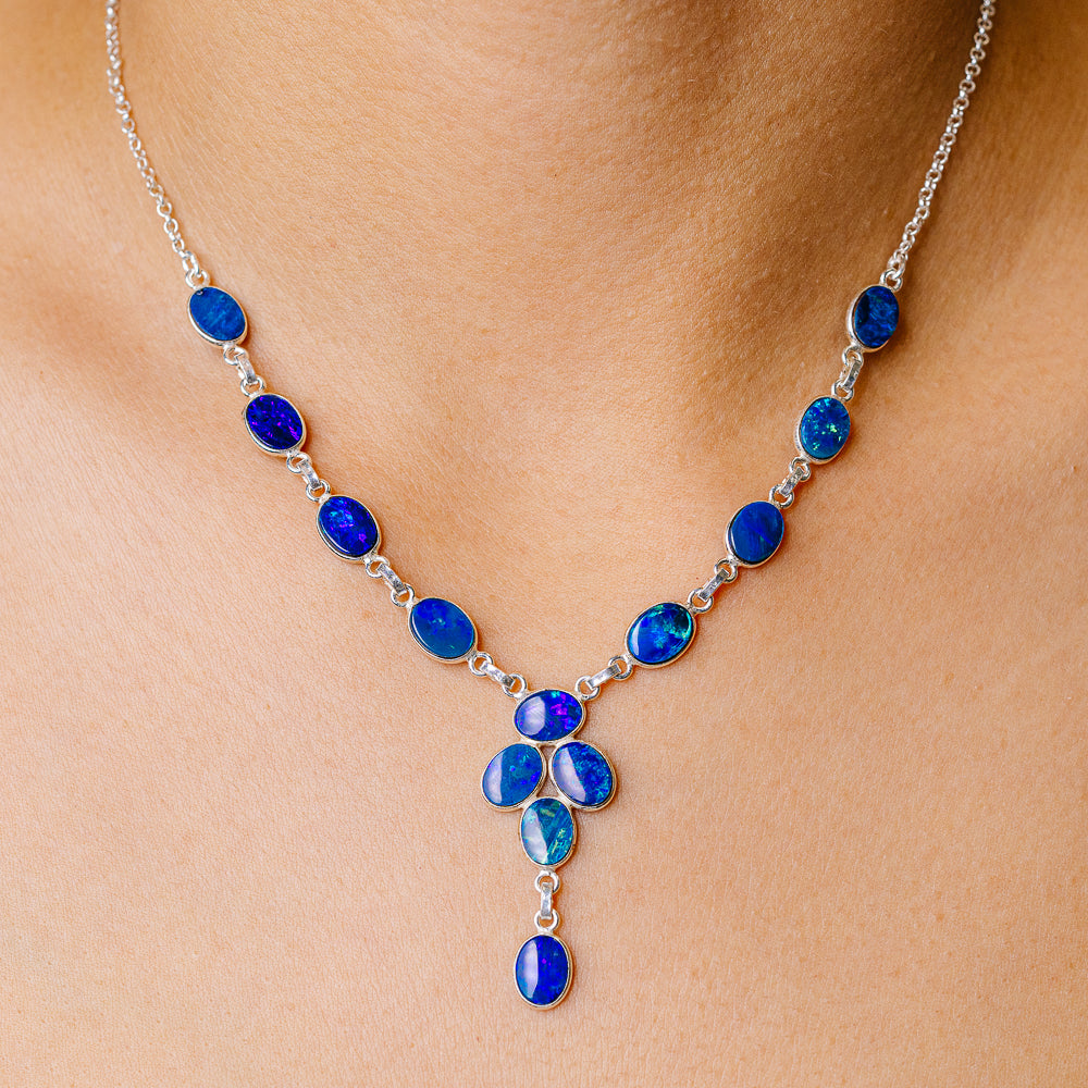 Doublet Opal Necklace 14.625 (925 Sterling Silver) NEC90205