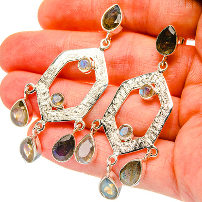 Signature Labradorite Earrings 2 3/8" (925 Sterling Silver) EARR431980