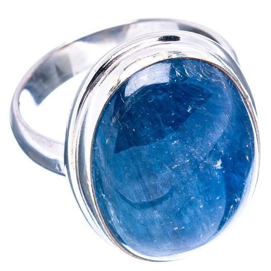 Oval blue aquamarine cabochon ring, .925 sterling silver bezel with raised band