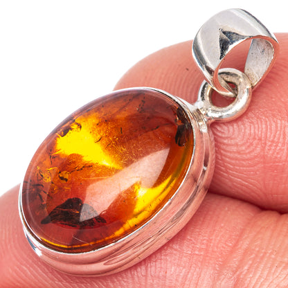 Baltic Amber Pendant 1 1/8" (925 Sterling Silver) P40819