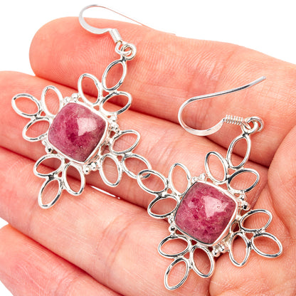 Premium Thulite  Earrings 1 7/8" (.925 Sterling Silver)