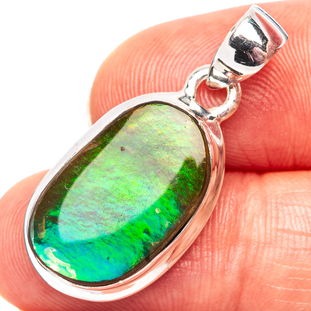 Premium Canadian Ammolite Pendant 1 1/4" (.925 Sterling Silver)
