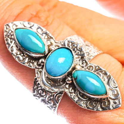 Large Sleeping Beauty Turquoise 925 Sterling Silver Ring Size 8.75