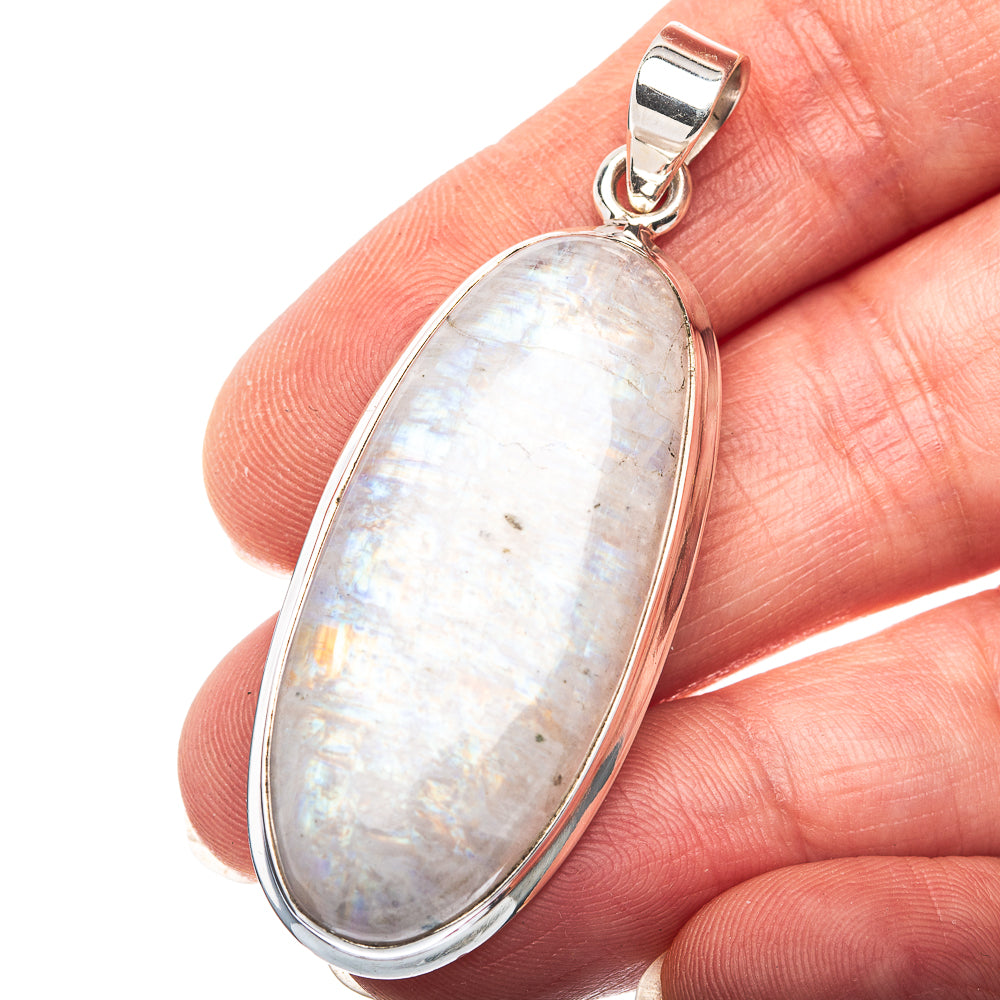 Rainbow Moonstone Pendant 2 1/8" (.925 Sterling Silver)