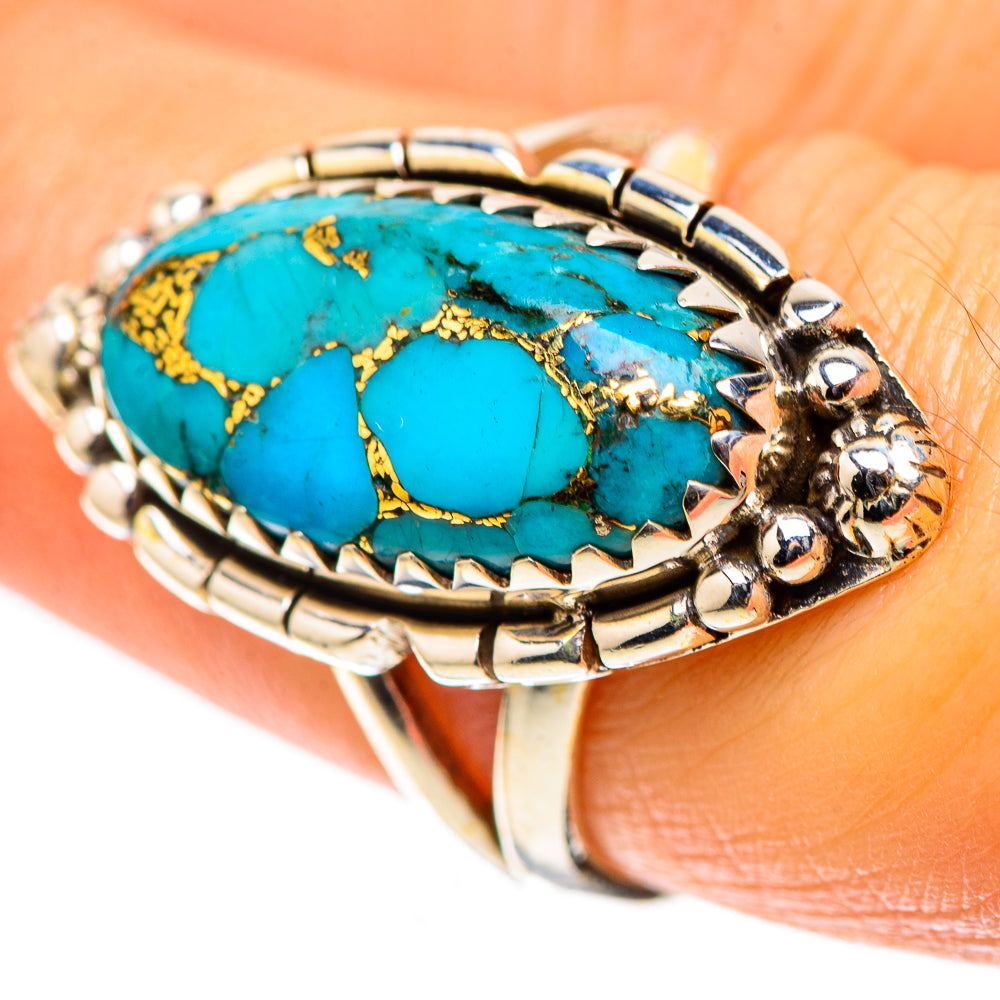 Blue Copper Composite Turquoise Ring Size 7.25 (925 Sterling Silver) RING138498