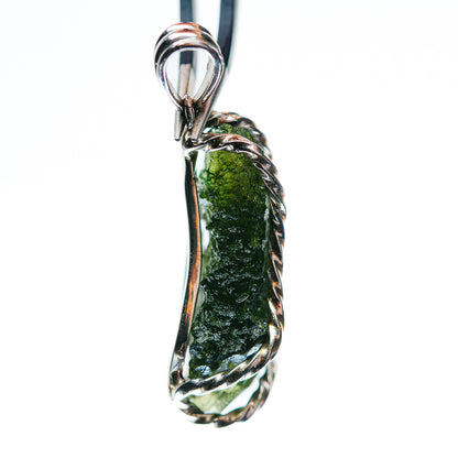 Premium AAA Czech Moldavite Pendant 1 1/2" (.925 Sterling Silver)