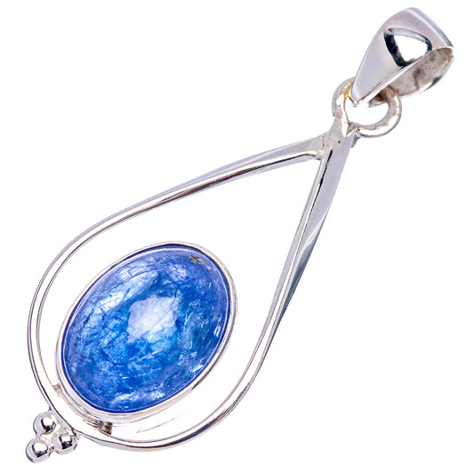 Oval tanzanite pendant in .925 sterling silver, teardrop swirl frame with hanging loop