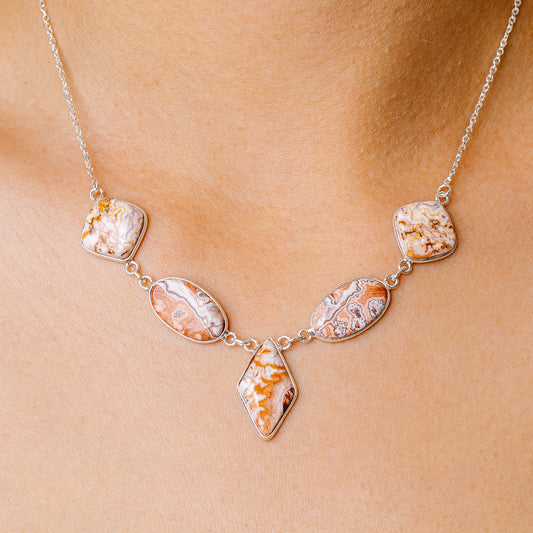 Crazy Lace Agate Necklace 15.5 (925 Sterling Silver) NEC90213