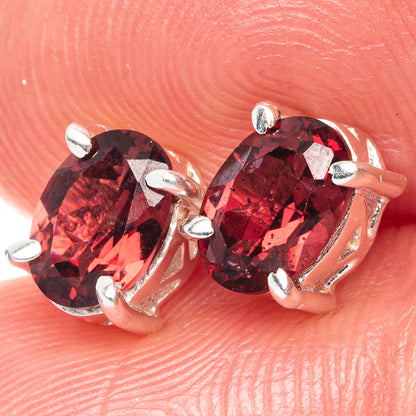 Garnet Dainty Earrings 1/4" (925 Sterling Silver) E2054