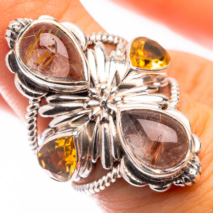 Large Rutilated Quartz, Citrine Ring Size 5.75 (925 Sterling Silver) R141469