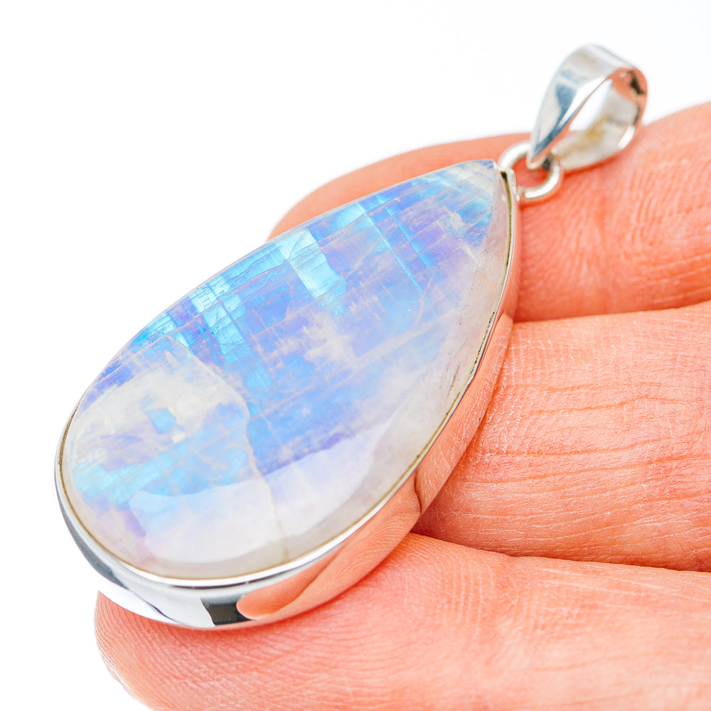 Premium Rainbow Moonstone Pendant 2" (.925 Sterling Silver) Carat