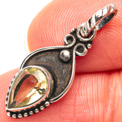Lemon Quartz Dainty Pendant 1 1/8" (.925 Sterling Silver)