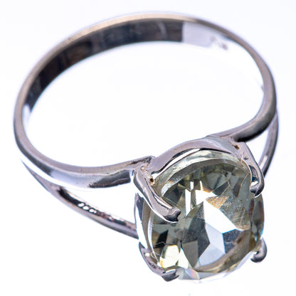 Faceted Green Amethyst Ring Size 8 (925 Sterling Silver) R145117