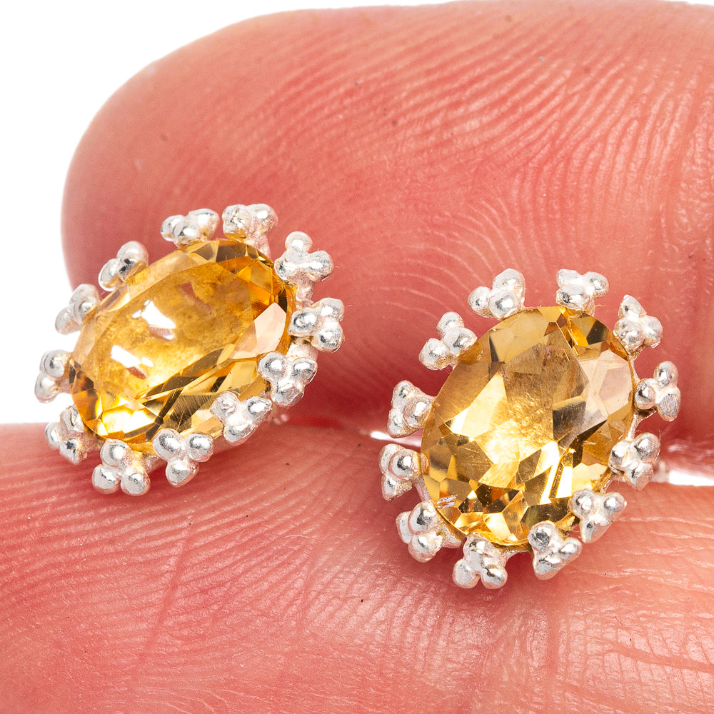 Faceted Citrine EarDainty Rings 3/8" (925 Sterling Silver) E433527