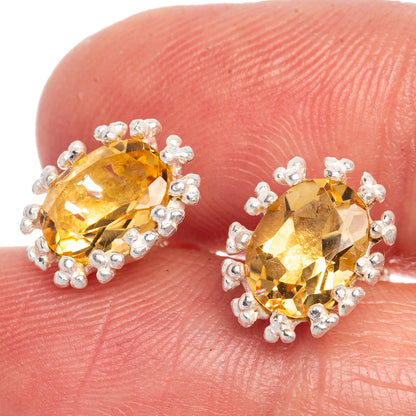 Faceted Citrine EarDainty Rings 3/8" (925 Sterling Silver) E433527