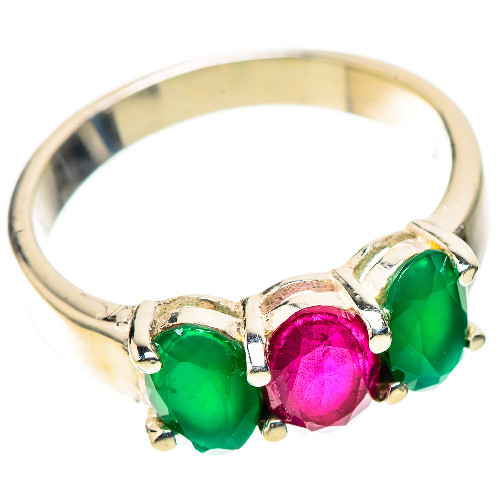 Red Sillimanite, Green Onyx Dainty Ring Size 6 (925 Sterling Silver) RING138205