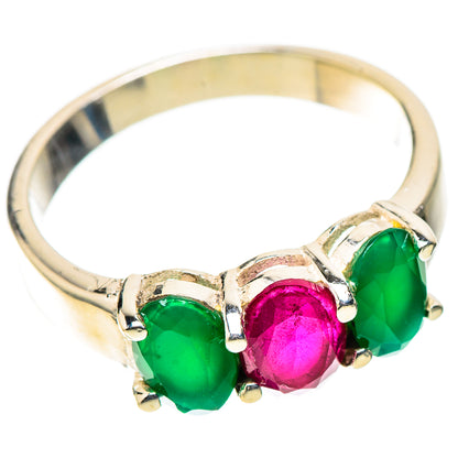 Red Sillimanite, Green Onyx Dainty Ring Size 7 (925 Sterling Silver) RING138205