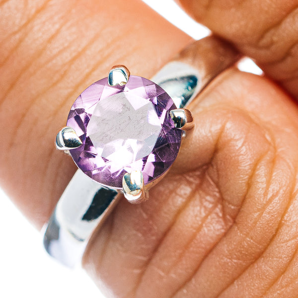 Faceted Amethyst Ring Size 7.75 (.925 Sterling Silver)