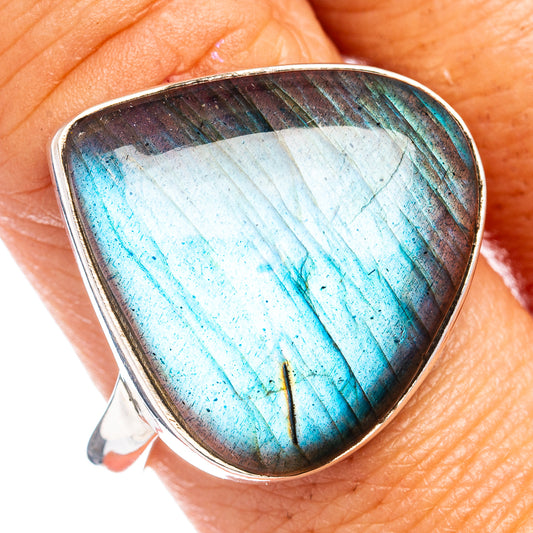 Premium Labradorite Ring Size 10 Adjustable (.925 Sterling Silver)