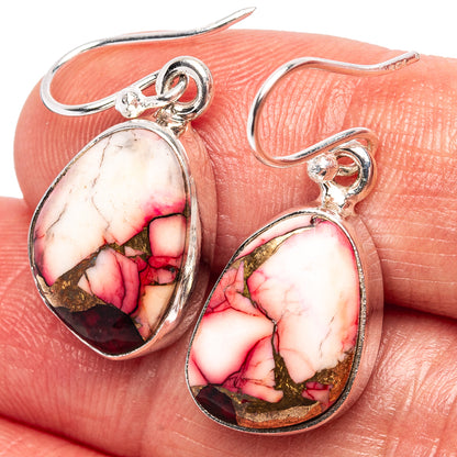 Red Dahlia Mohave Turquoise Earrings 1 1/8" (.925 Sterling Silver)