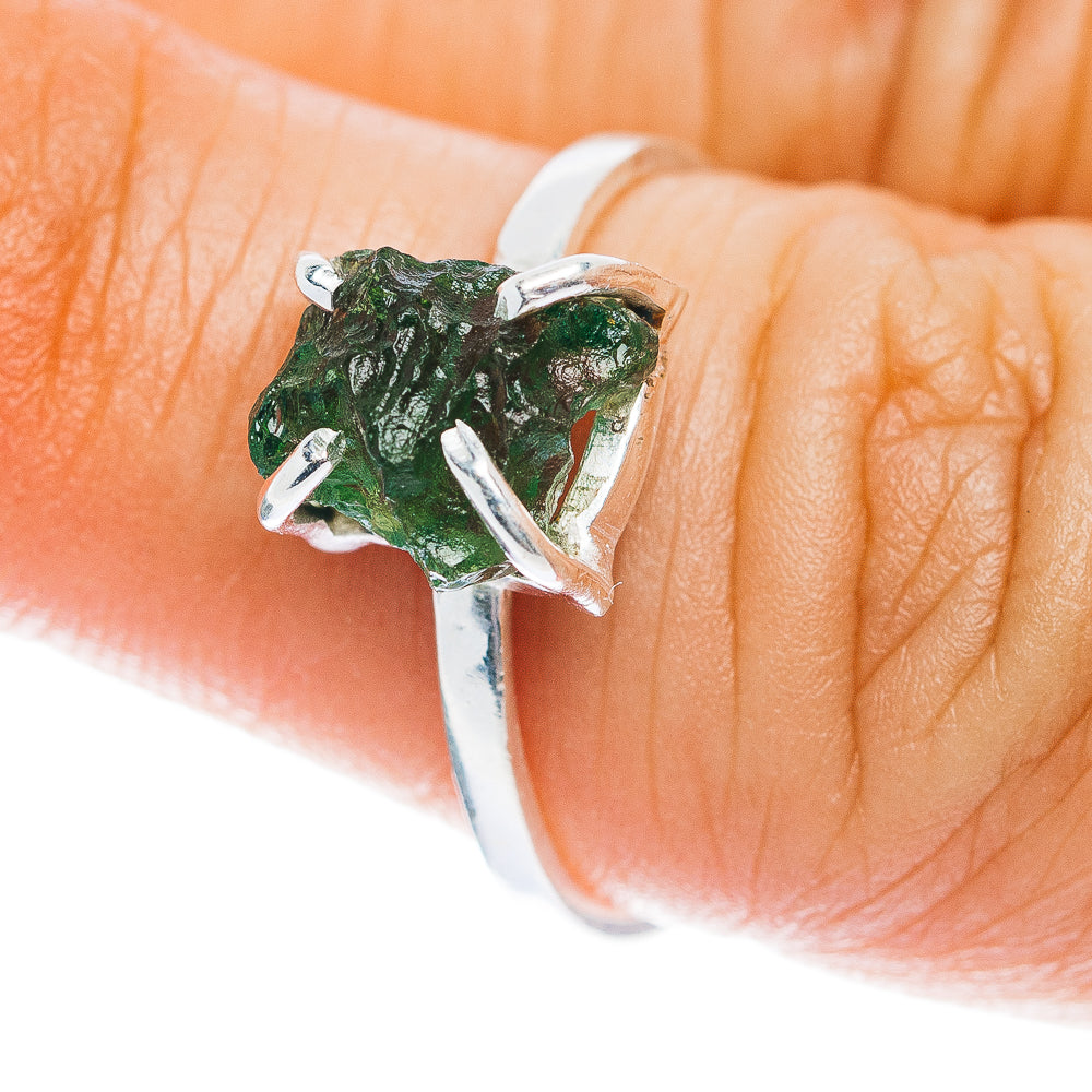 Czech Moldavite Ring Size 7.25 (.925 Sterling Silver)