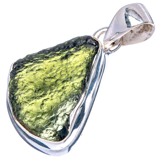 Rare Moldavite Pendant 1 1/8" (925 Sterling Silver) P43487