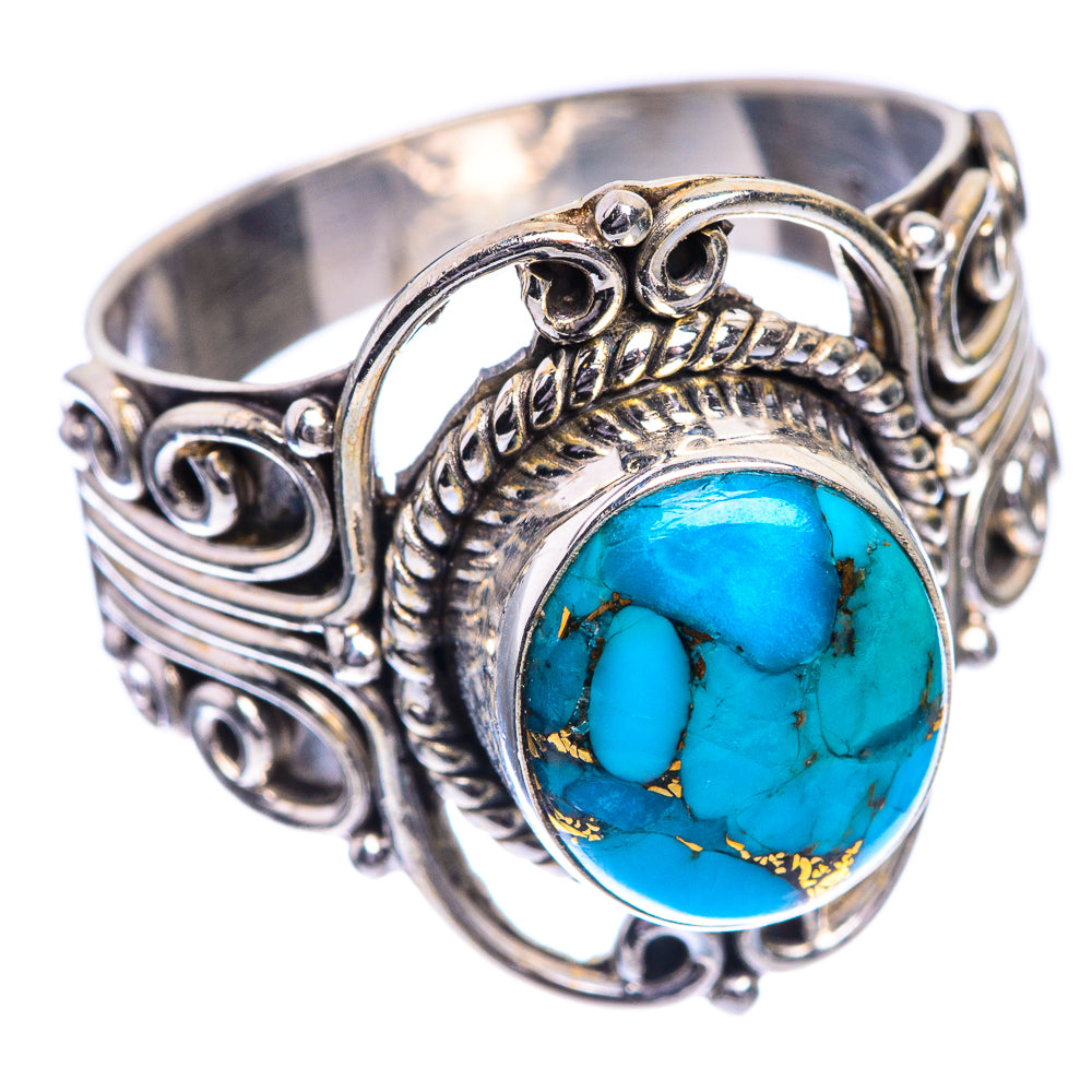 Blue Copper Composite Turquoise Ring Size 10.25 (925 Sterling Silver) RING143264