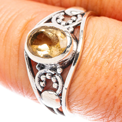 Faceted Citrine Dainty Ring Size 7.75 (925 Sterling Silver) R6035