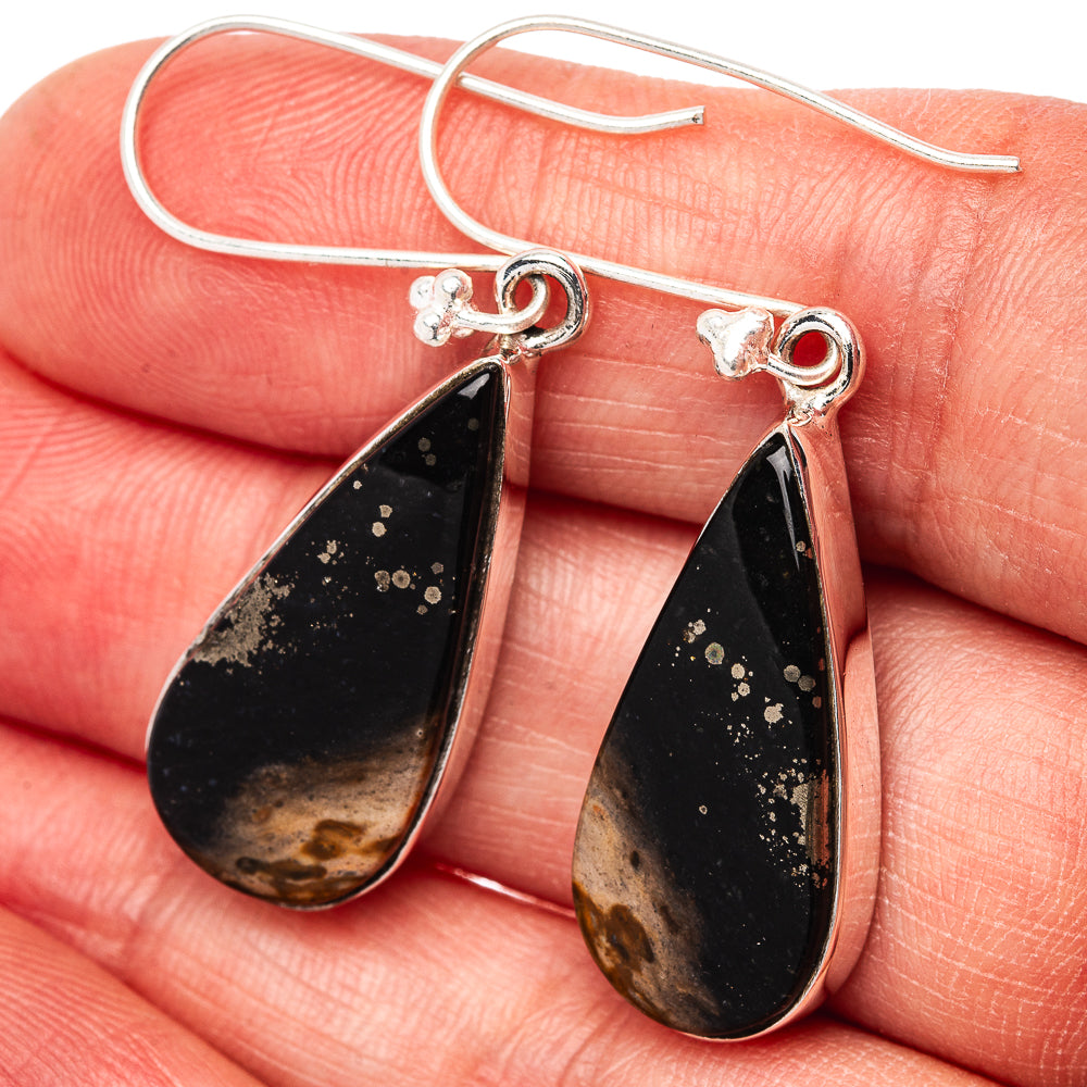Premium Palm Root Agate Earrings 1 3/4" (.925 Sterling Silver)