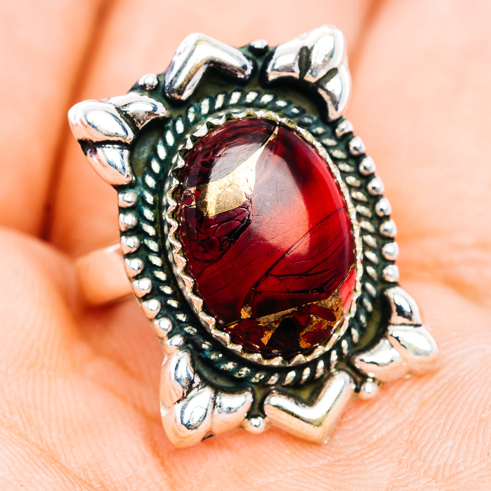 Red Dahlia Turquoise Ring Size 6 (.925 Sterling Silver)