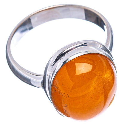 Bone Amber Ring Size 7.75 (.925 Sterling Silver)